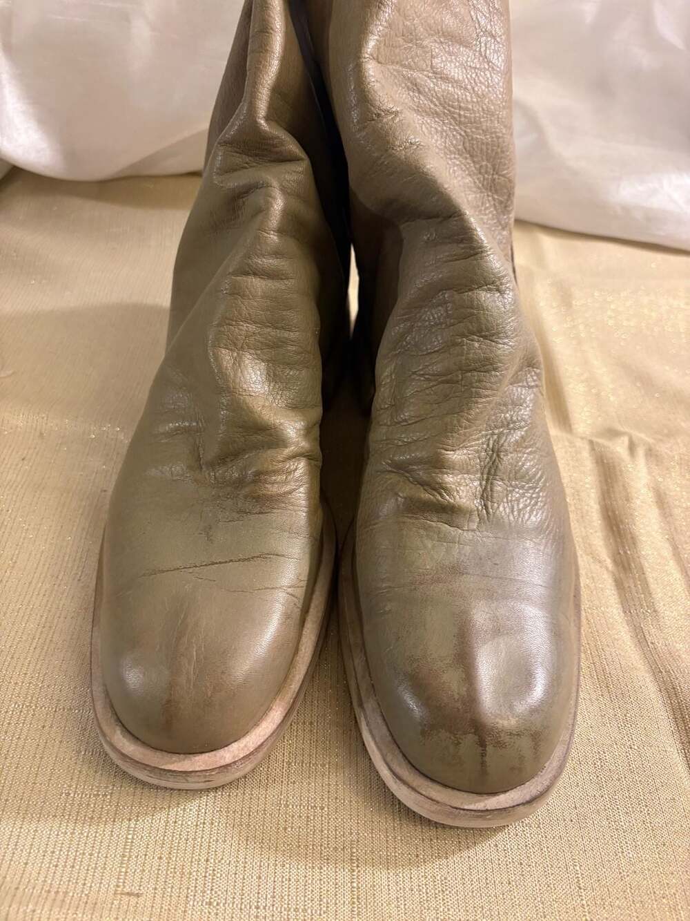 Free People Sutton Tight Slouch Boots Taupe Leather - Picture 2 of 11